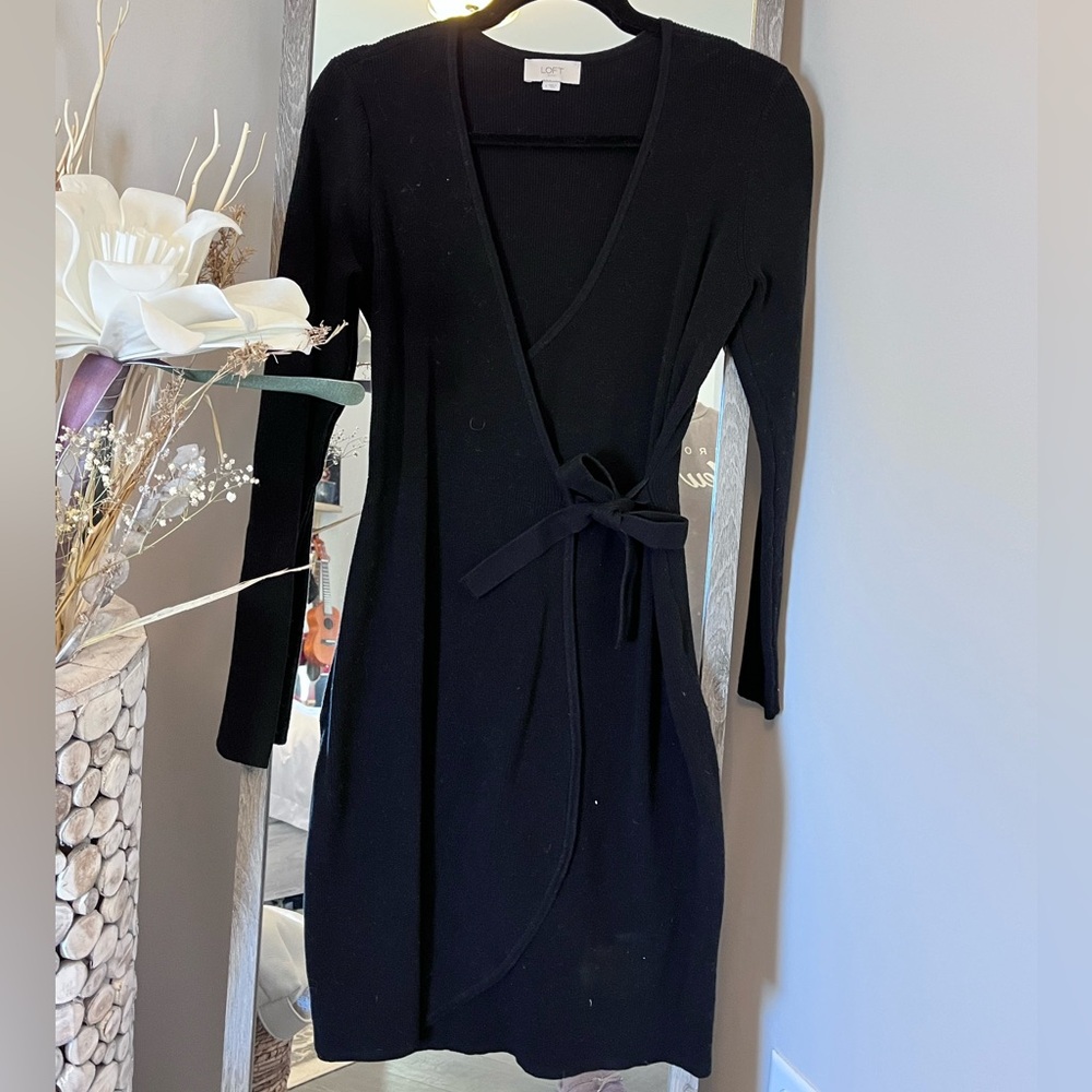 Loft Brand Black Wrap Style Dress